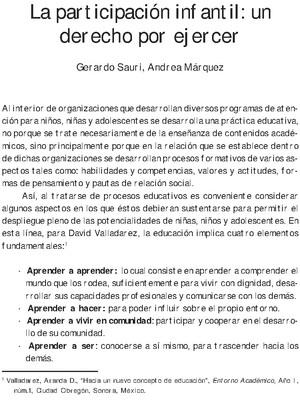 La Participación infantil: Un derecho por ejercer.