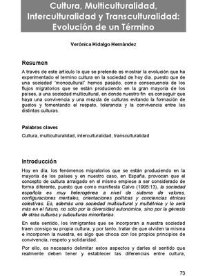 Cultura, Multiculturalidad, Interculturalidad y Transculturalidad: Evolución de un Término