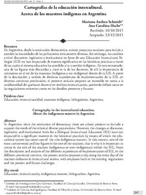 Cartografías acerca de los maestros indígenas en Argentina Mariana Andrea