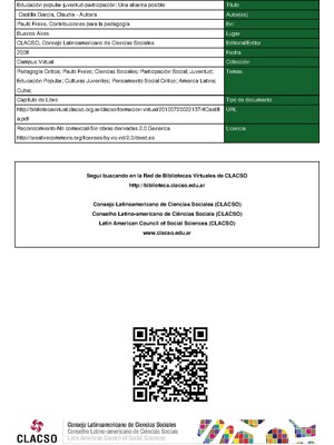 Educación popular-juventud-participación: Una alianza posible