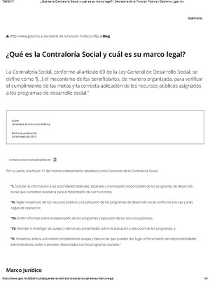 ¿Qué es la Contraloría Social y cuál es su marco legal?