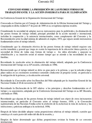 Convenio sobre la prohibición de las peores formas de Trabajo infantil
